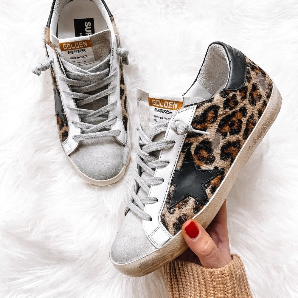 Golden Goose Superstar Leopard  Print Sneakers, 37